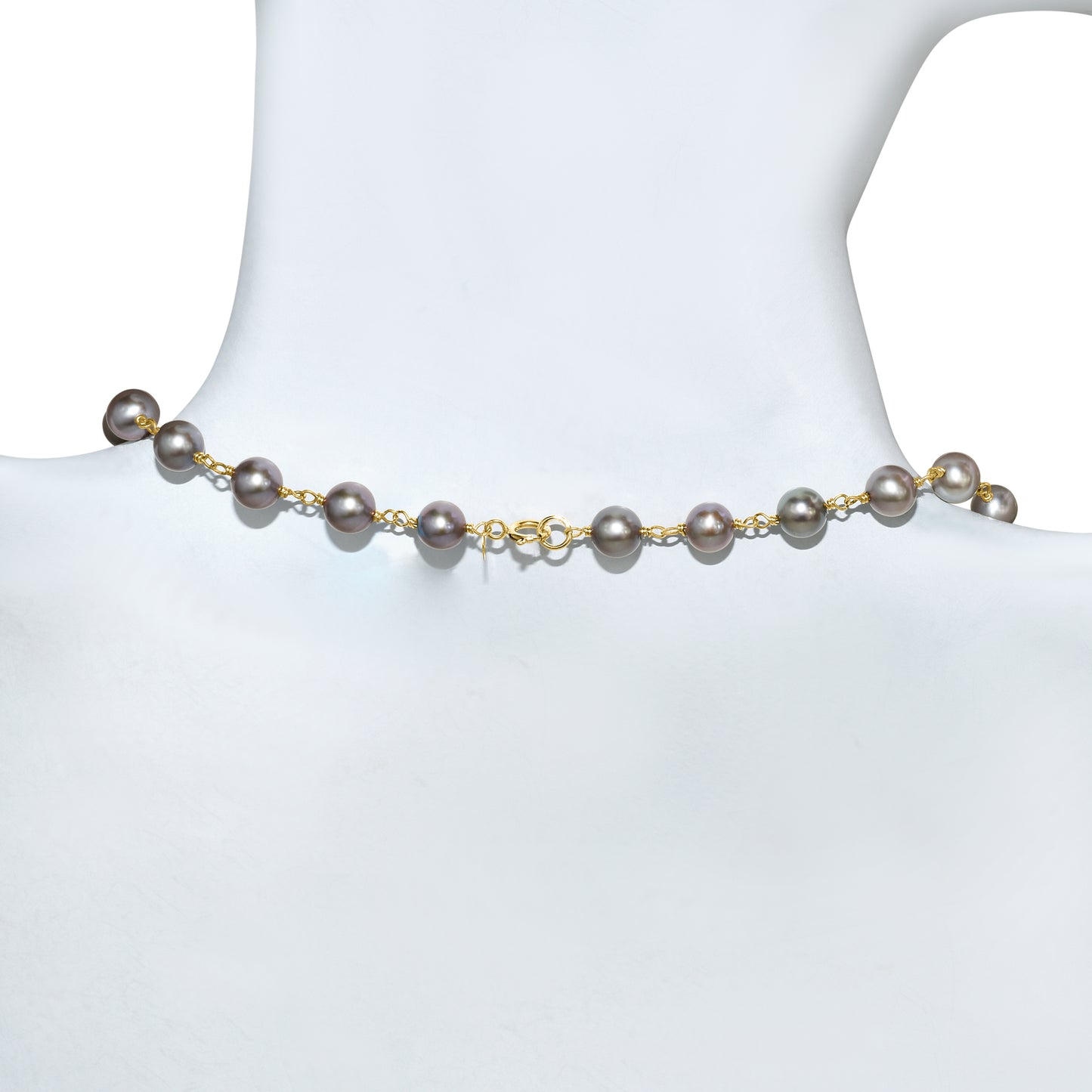 14k Grey Pearl Link Necklace