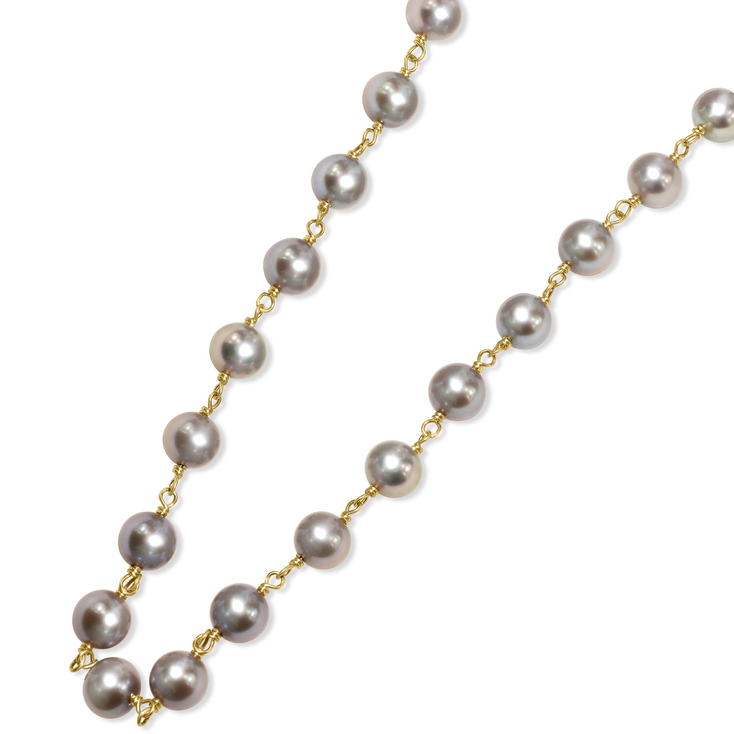 14k Grey Pearl Link Necklace