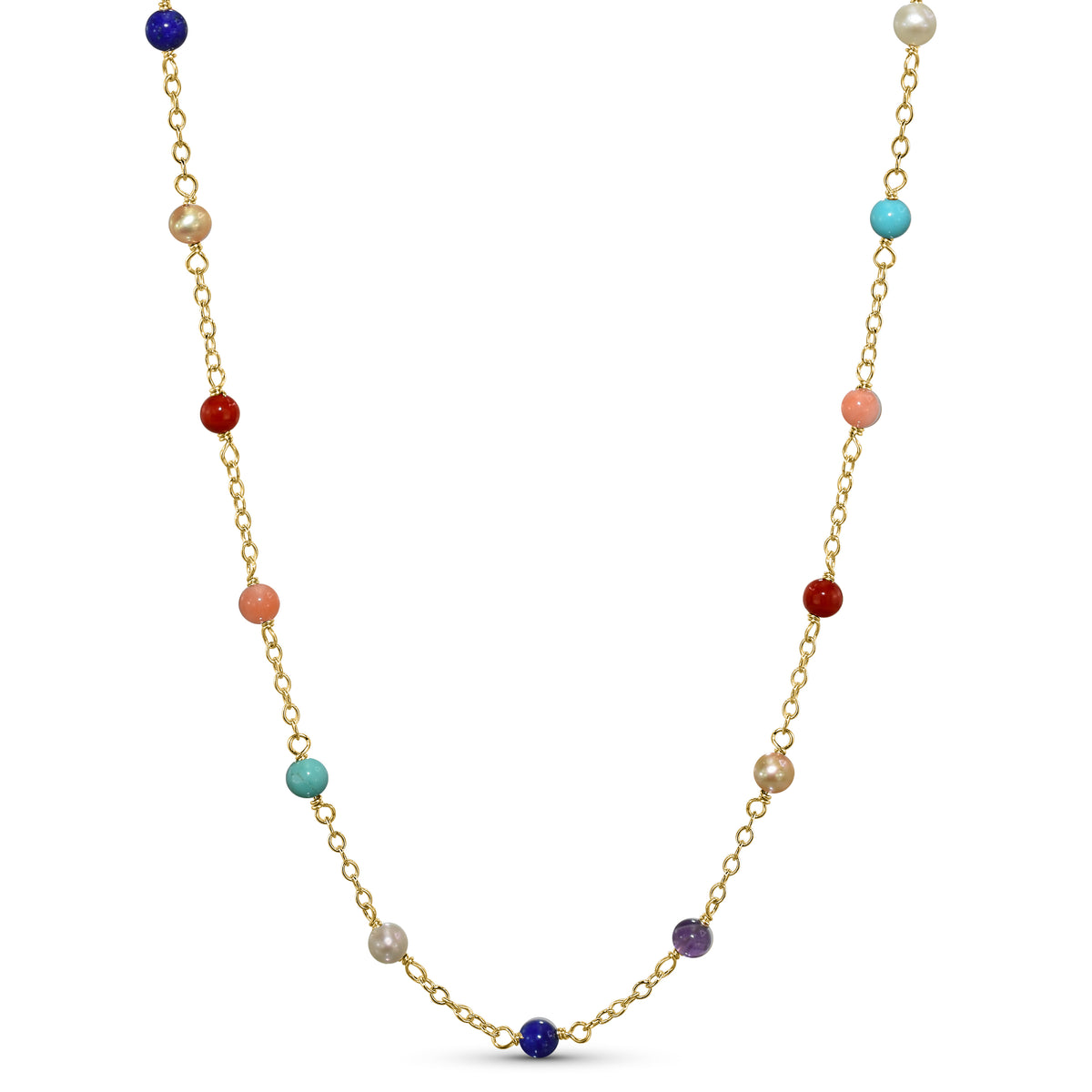 14k Yellow Gold Station Necklace