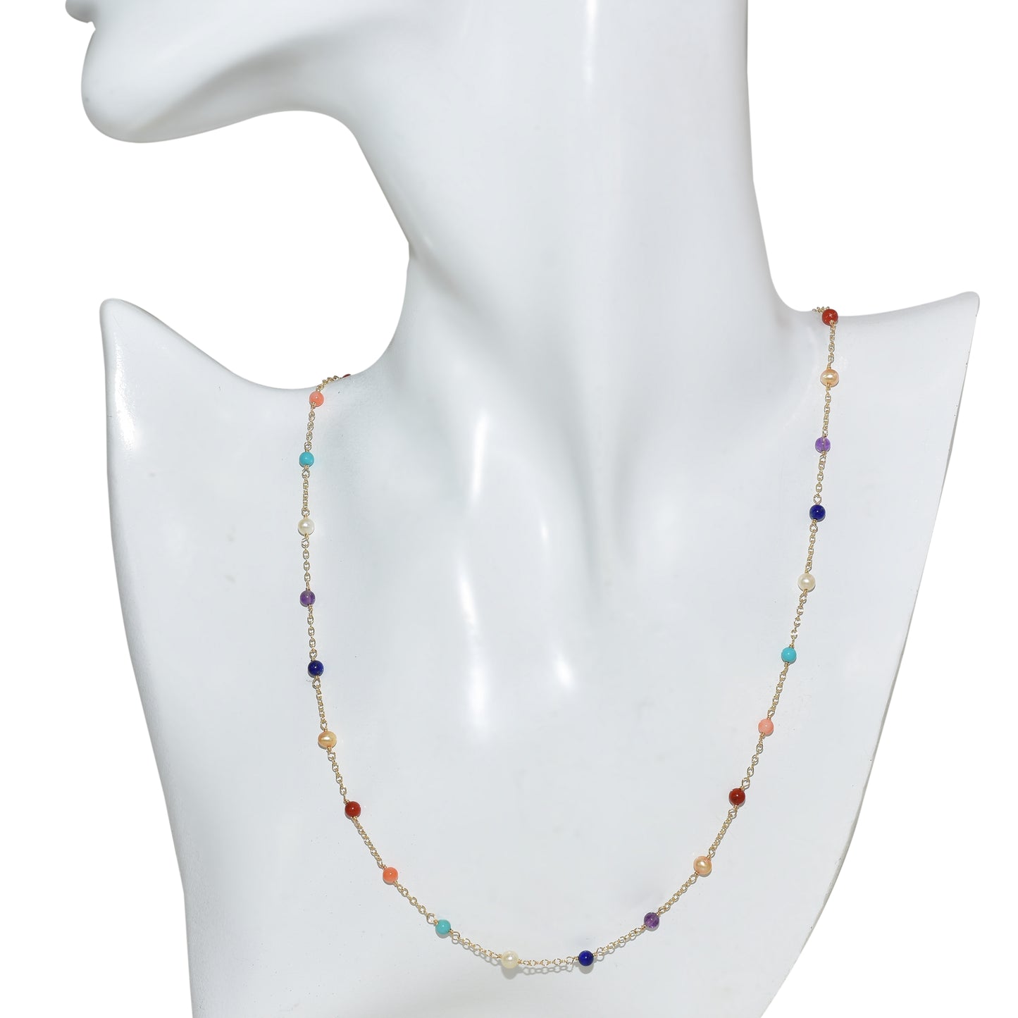 14k Yellow Station Necklace 17"