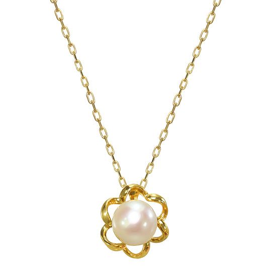 14k White Pearl Scallop Pendant Necklace