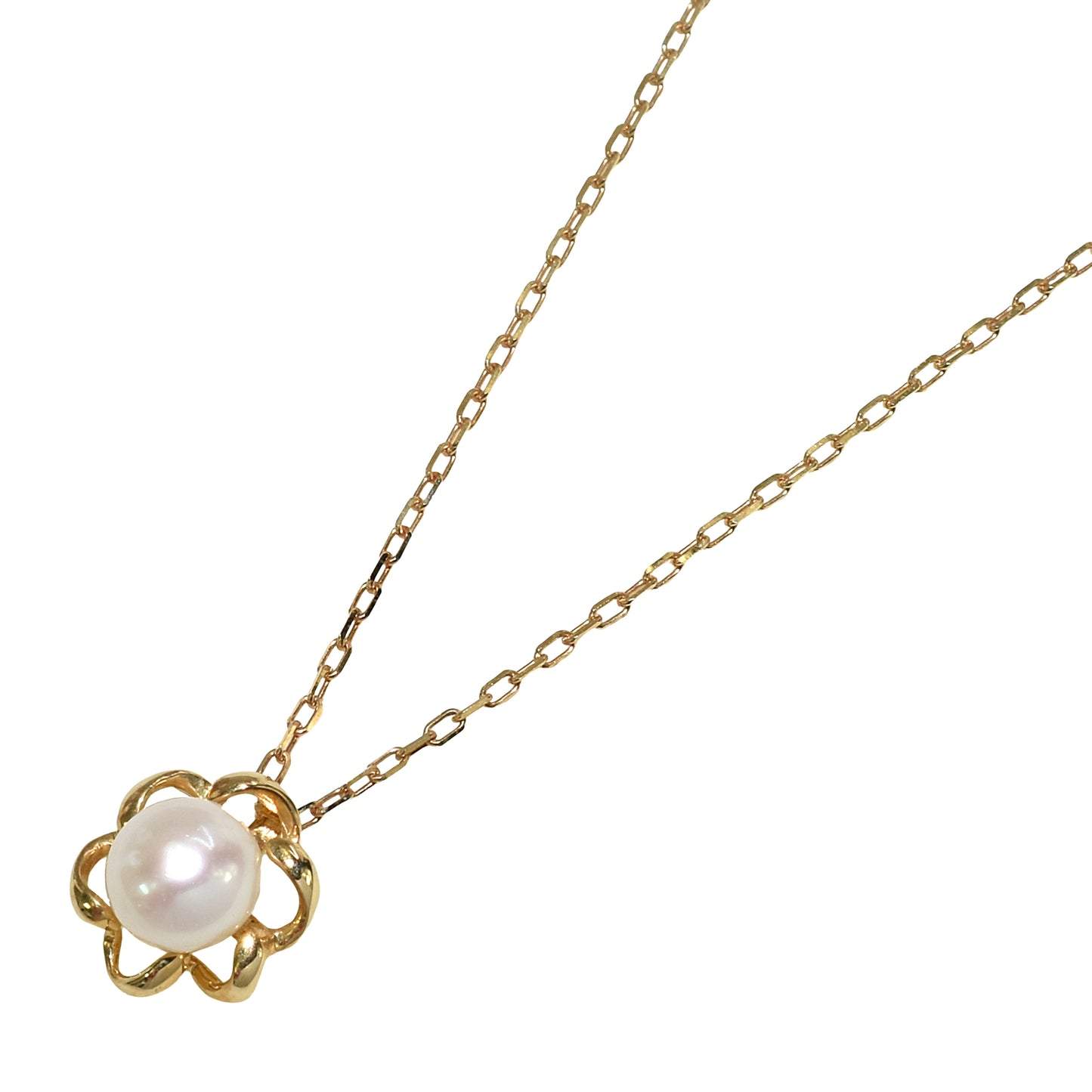 14k White Pearl Scallop Pendant Necklace