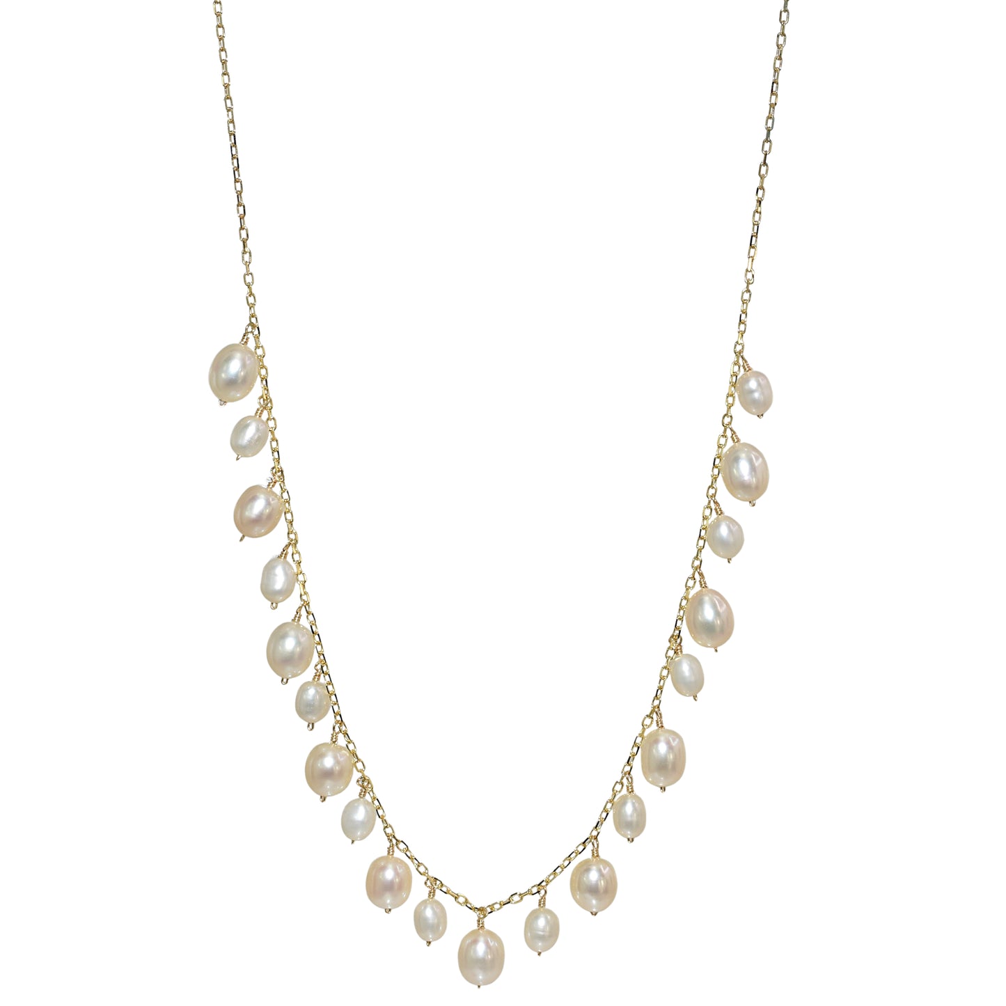 14k White Pearl Drop Necklace