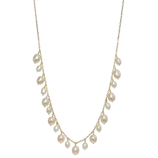 14k White Pearl Drop Necklace