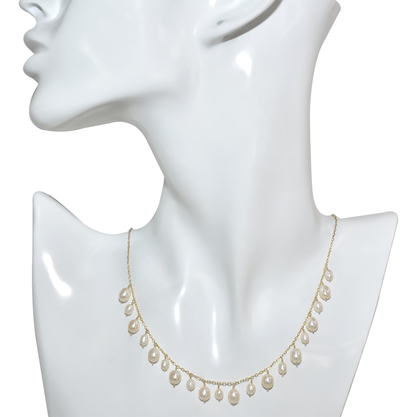 14k White Pearl Drop Necklace