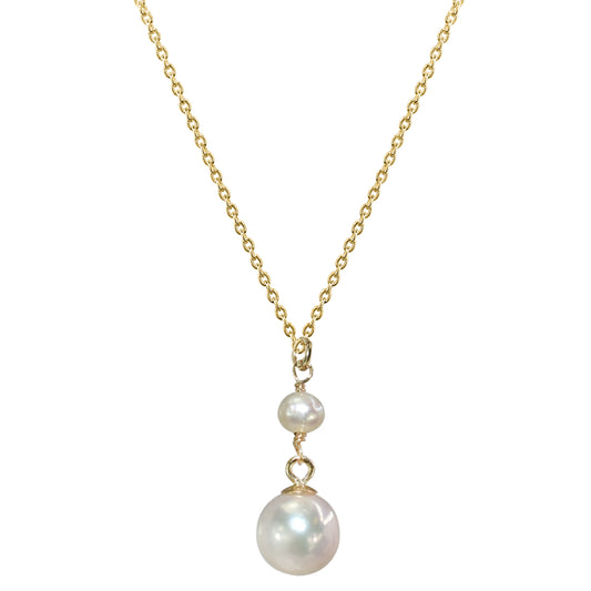 14k White Pearl Drop Pendant Necklace