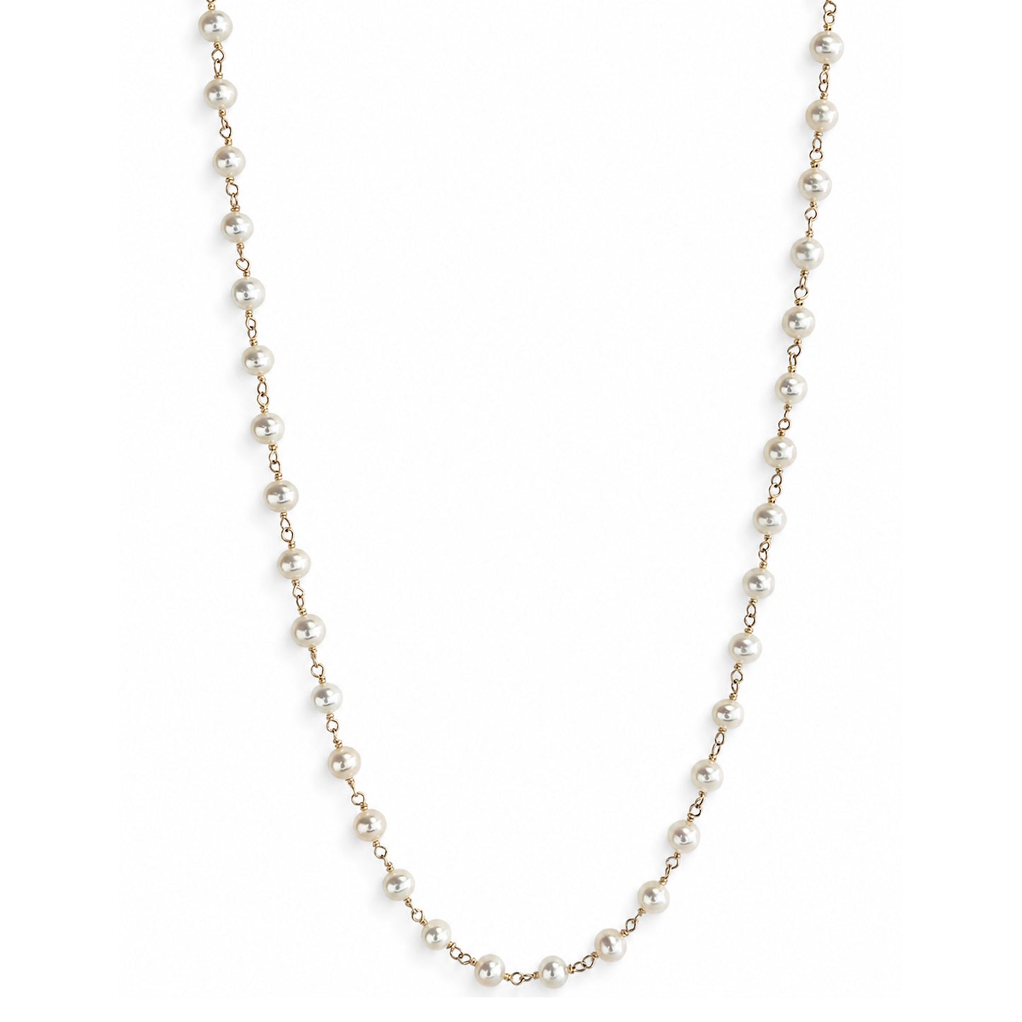 14k White Pearl Link Necklace