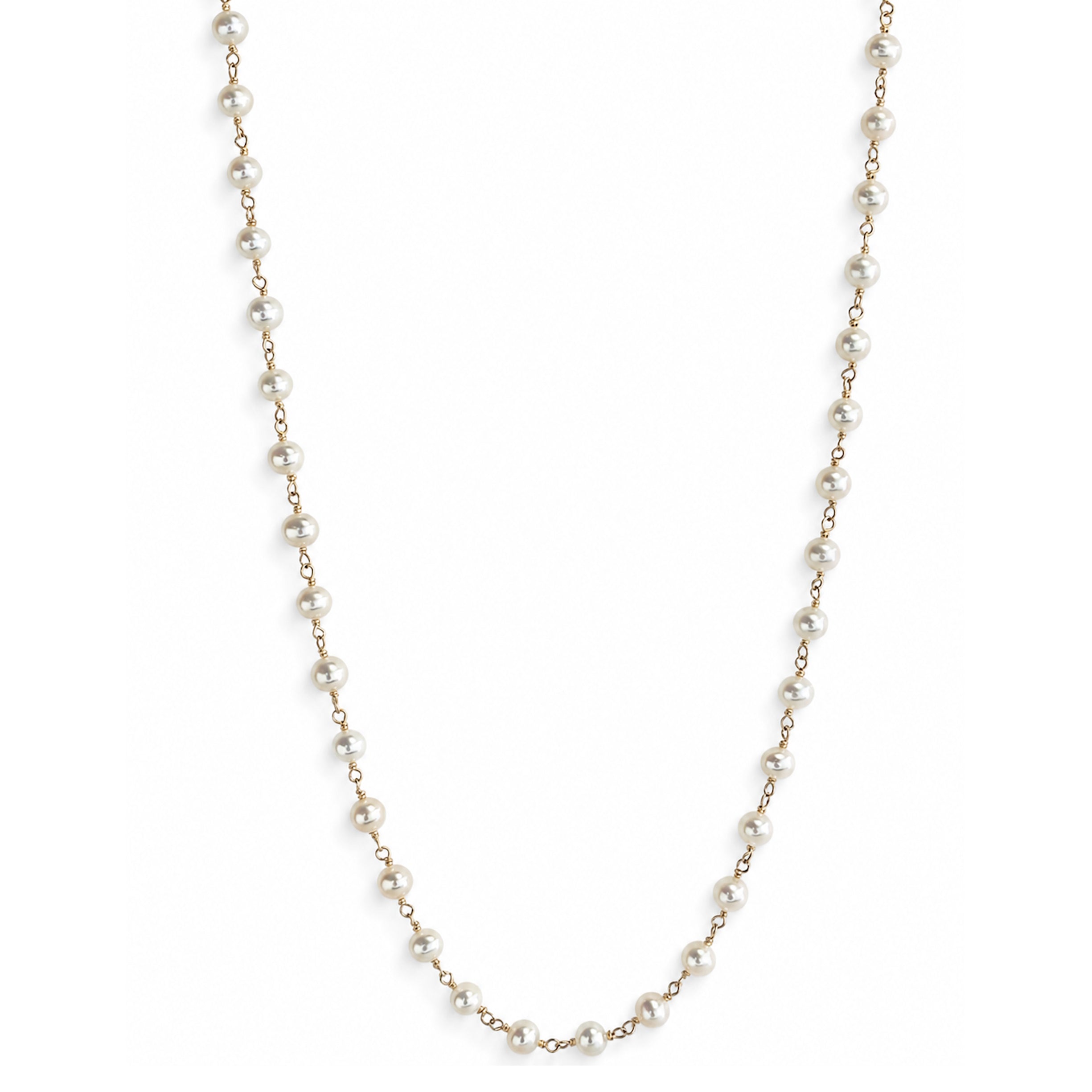 14k White Pearl Link Necklace