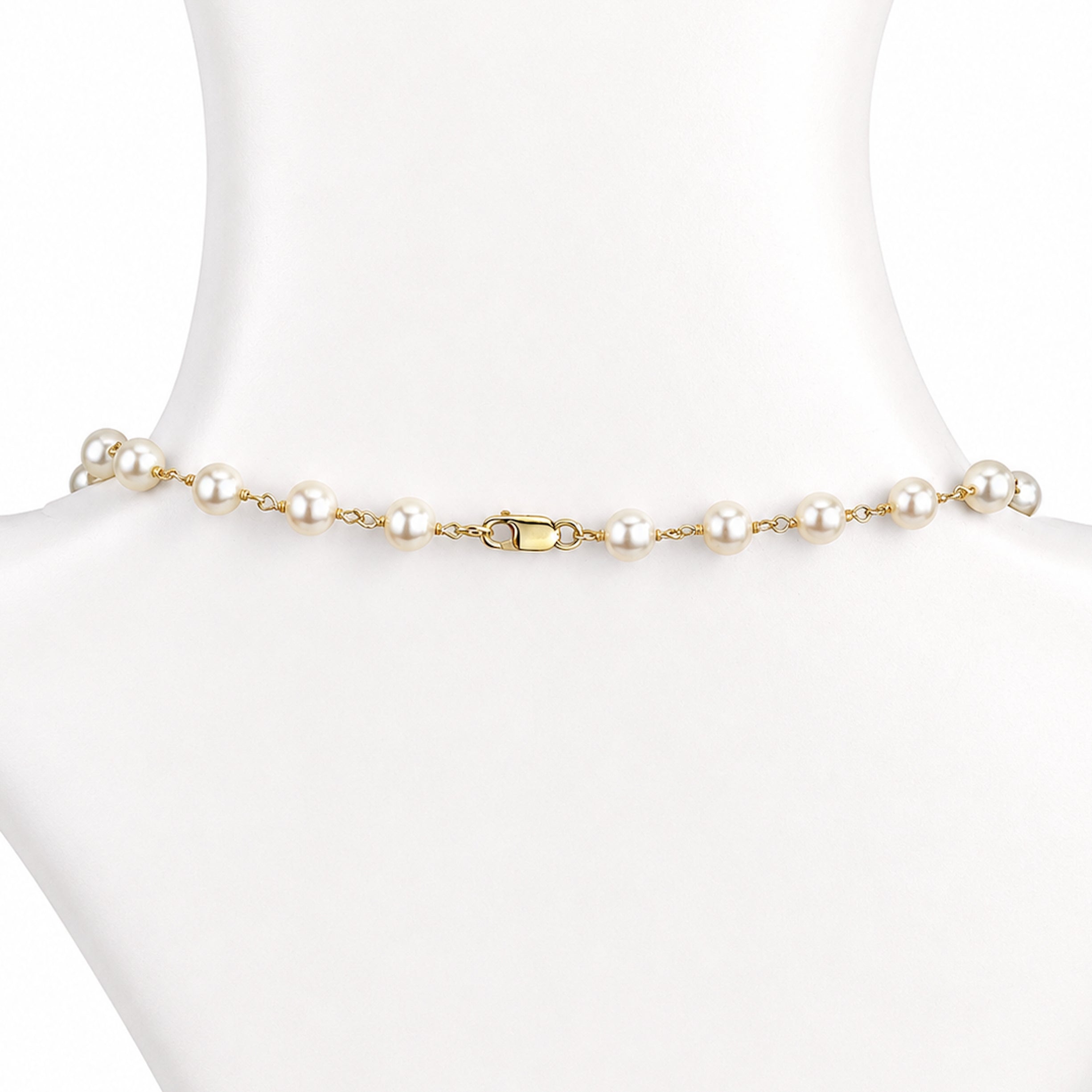 14k White Pearl Link Necklace