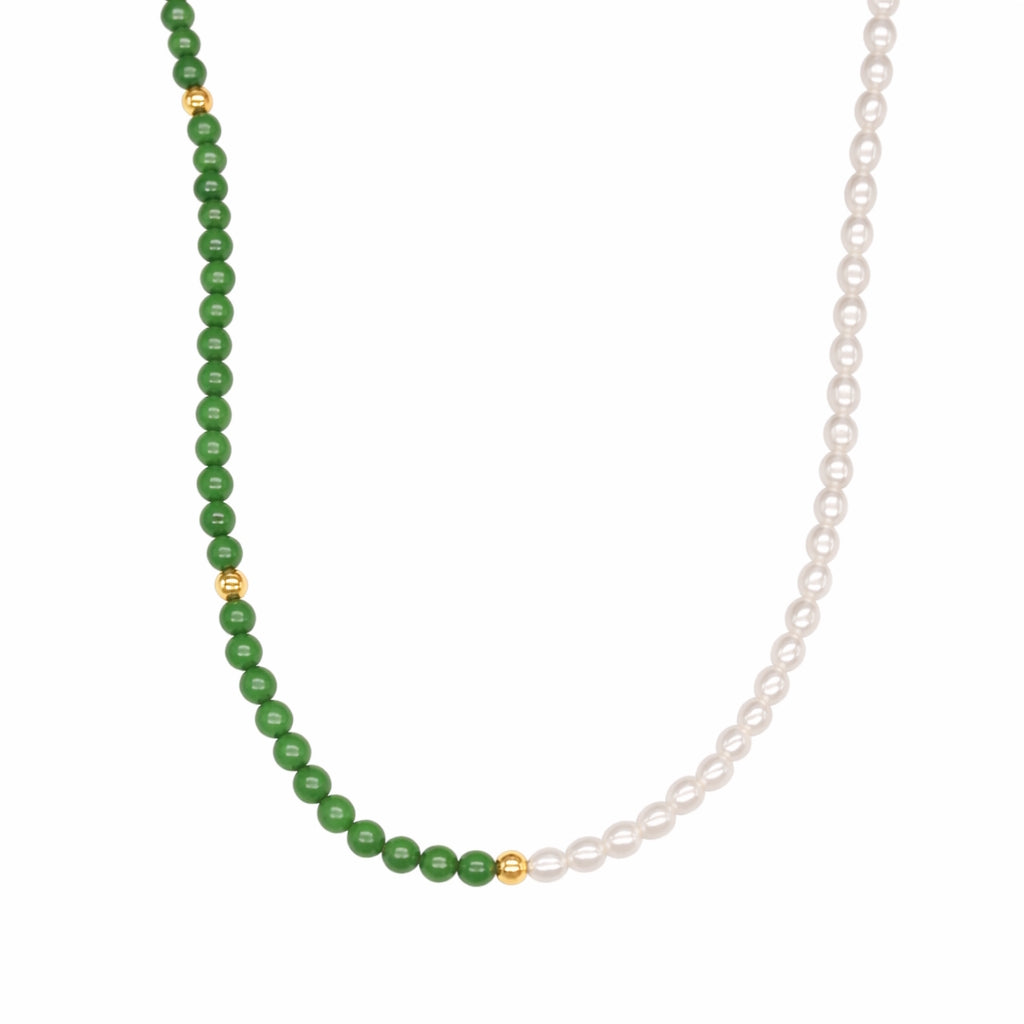 14k White Freshwater Pearl Half & Half Necklace