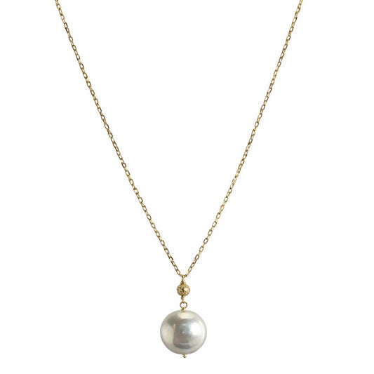 14k White Coin Pearl Gold Ball Necklace