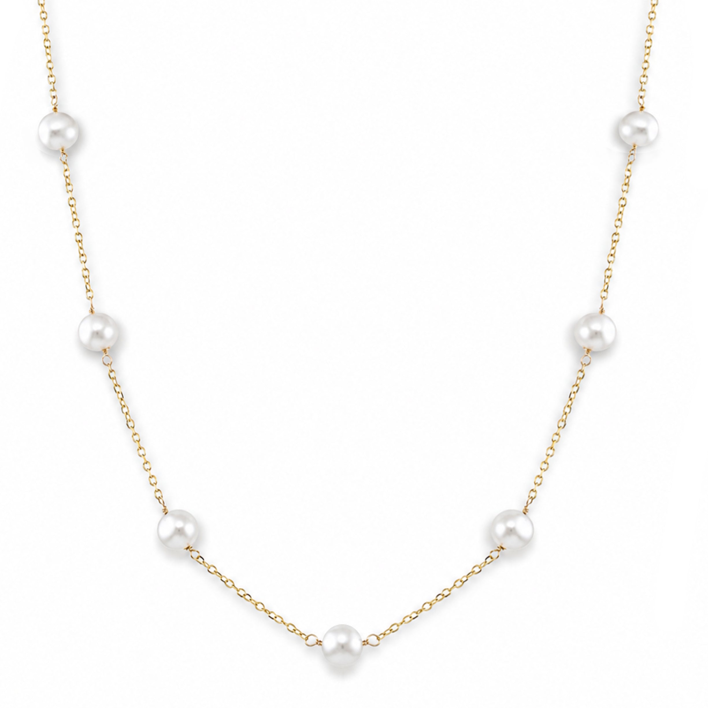 14k Fresh Water Pearl Tin Cup Necklace