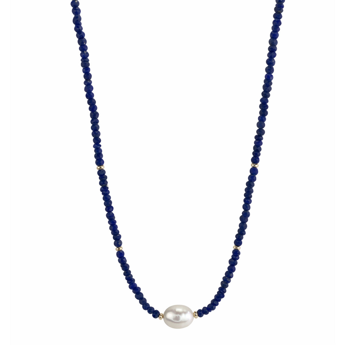 14k Gemstones Gold Roundel and Freshwater Pearl Center Necklace