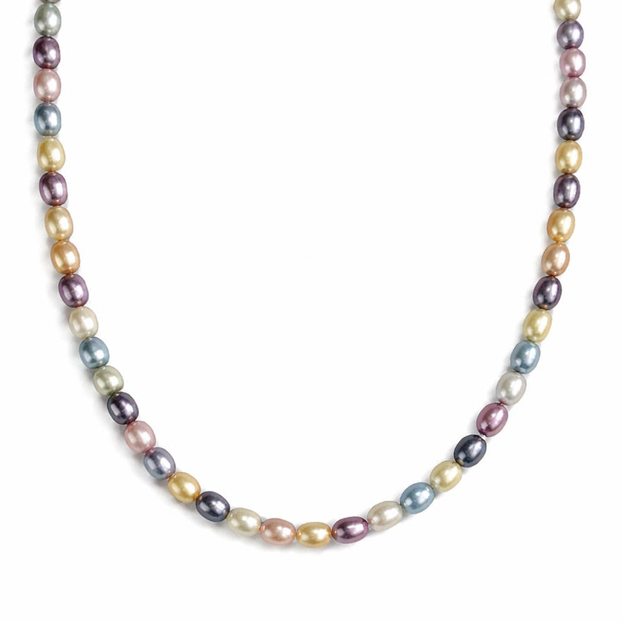 14k Multi Color Rice Pearl Necklace