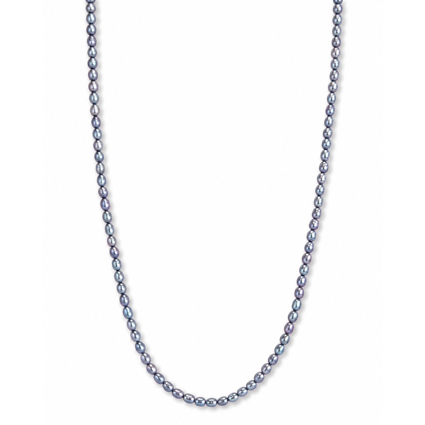 14k Silver Grey Small Rice Pearl Necklace