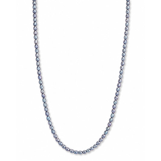14k Silver Grey Small Rice Pearl Necklace