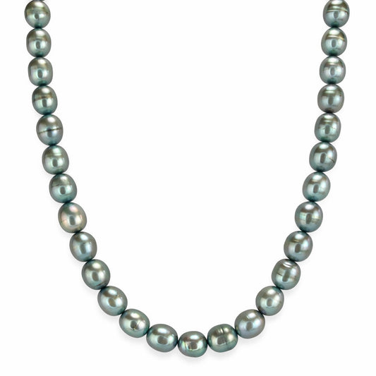 14k Dyed Green Rice Pearl Necklace