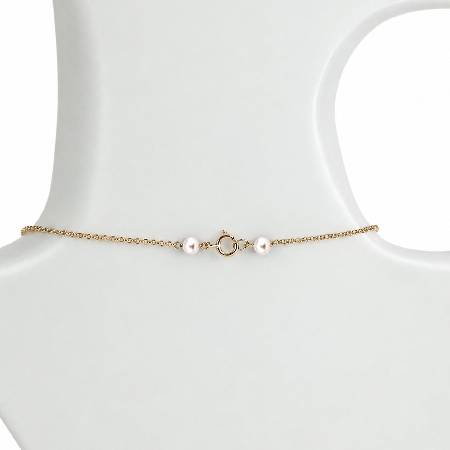 14k White Pearl Station Link Necklace