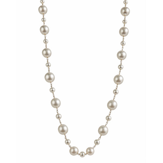 14k White Pearl 1X1 Link Necklace