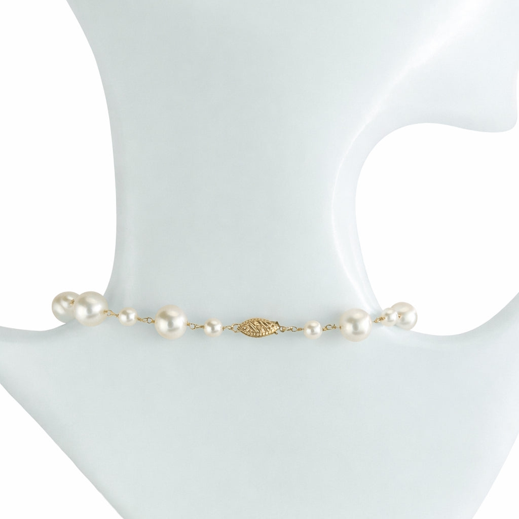 14k White Pearl 1X1 Link Necklace
