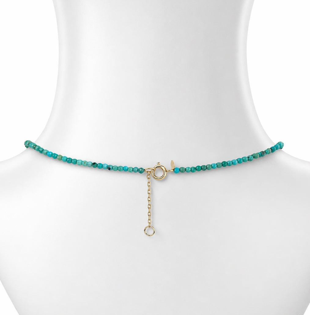 14k Gold Gemstone Small Beads with White Pearl Center Necklace