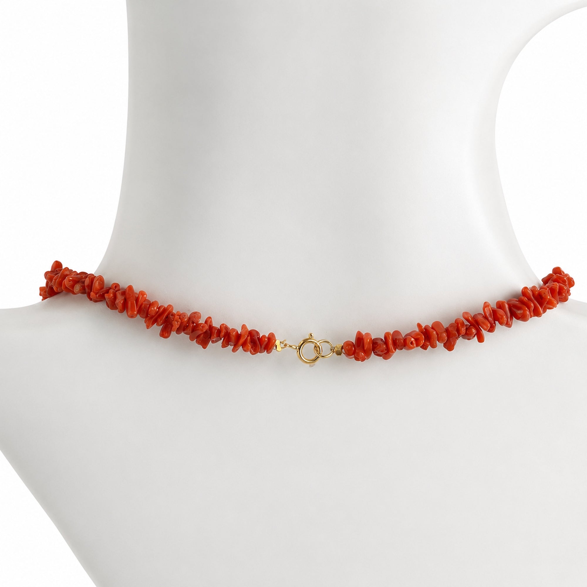 14k Natural Red Coral Chip & White Pearl Center Necklace