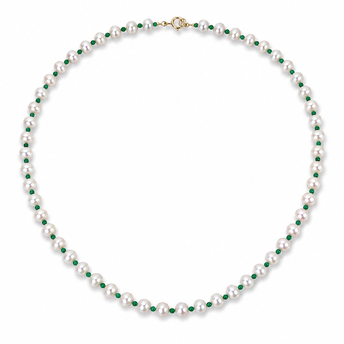14k White Pearl & Faceted Round Bead 1X1 Necklace