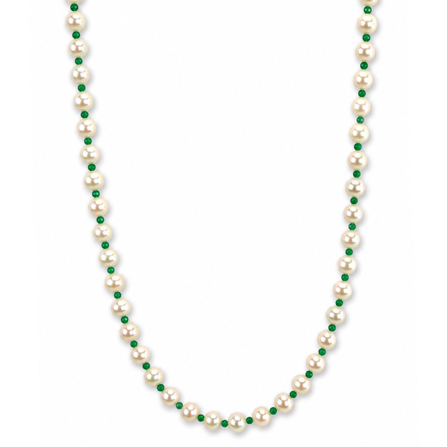 14k White Pearl & Faceted Round Bead 1X1 Necklace