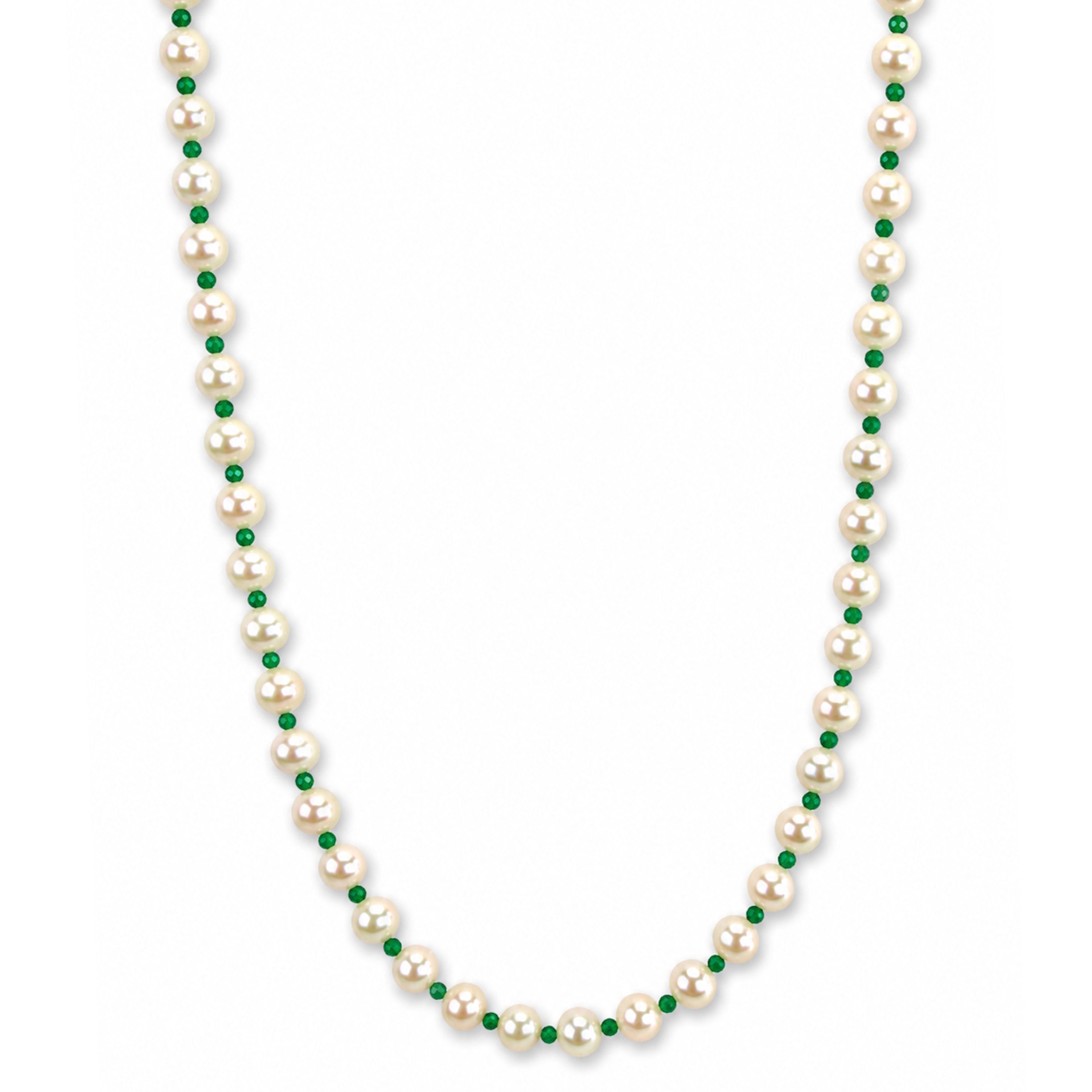 14k Freshwater Pearl & Faceted Round Bead 1X1 Necklace