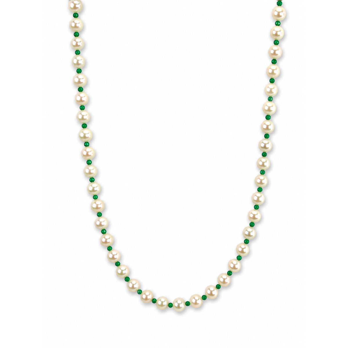 14k White Pearl Multi Gemstone 1x1 Necklace