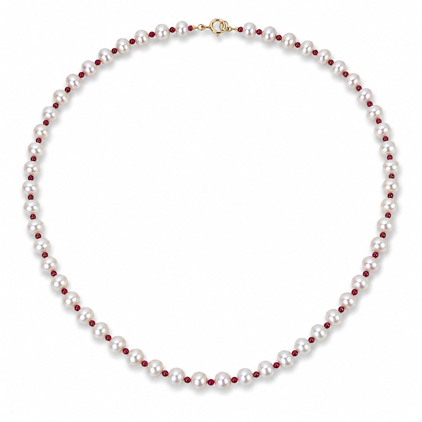 14k White Pearl & Faceted Round Bead 1X1 Necklace