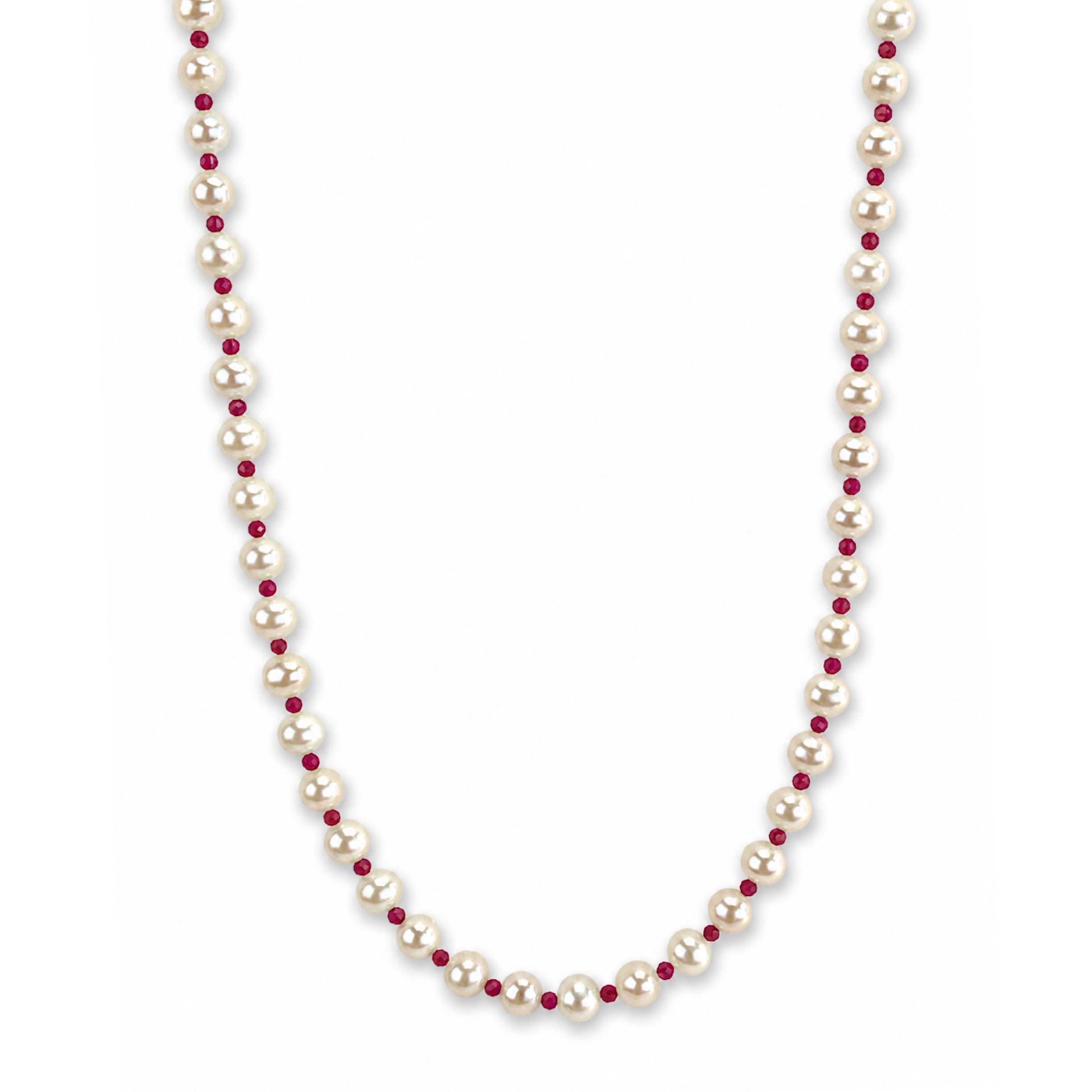 14k Freshwater Pearl & Faceted Round Bead 1X1 Necklace