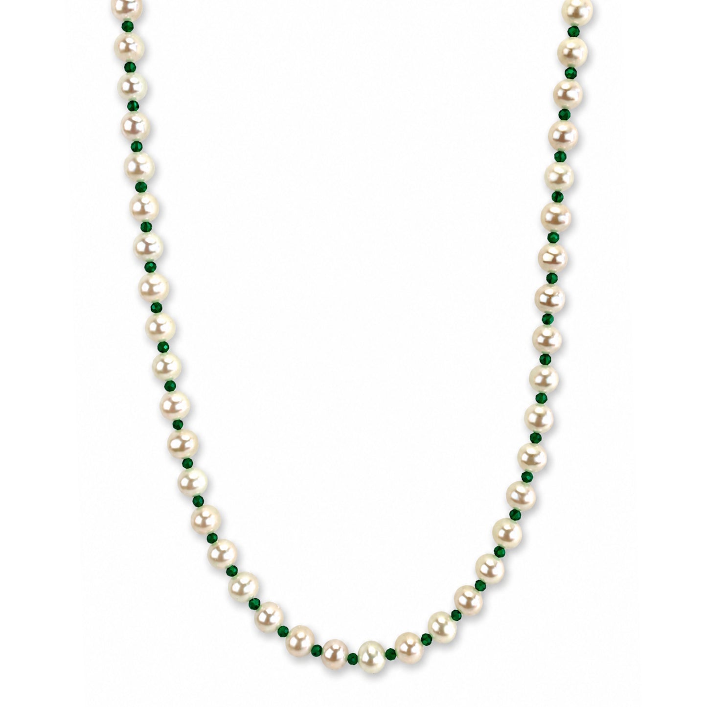 14k White Pearl & Faceted Round Bead 1X1 Necklace