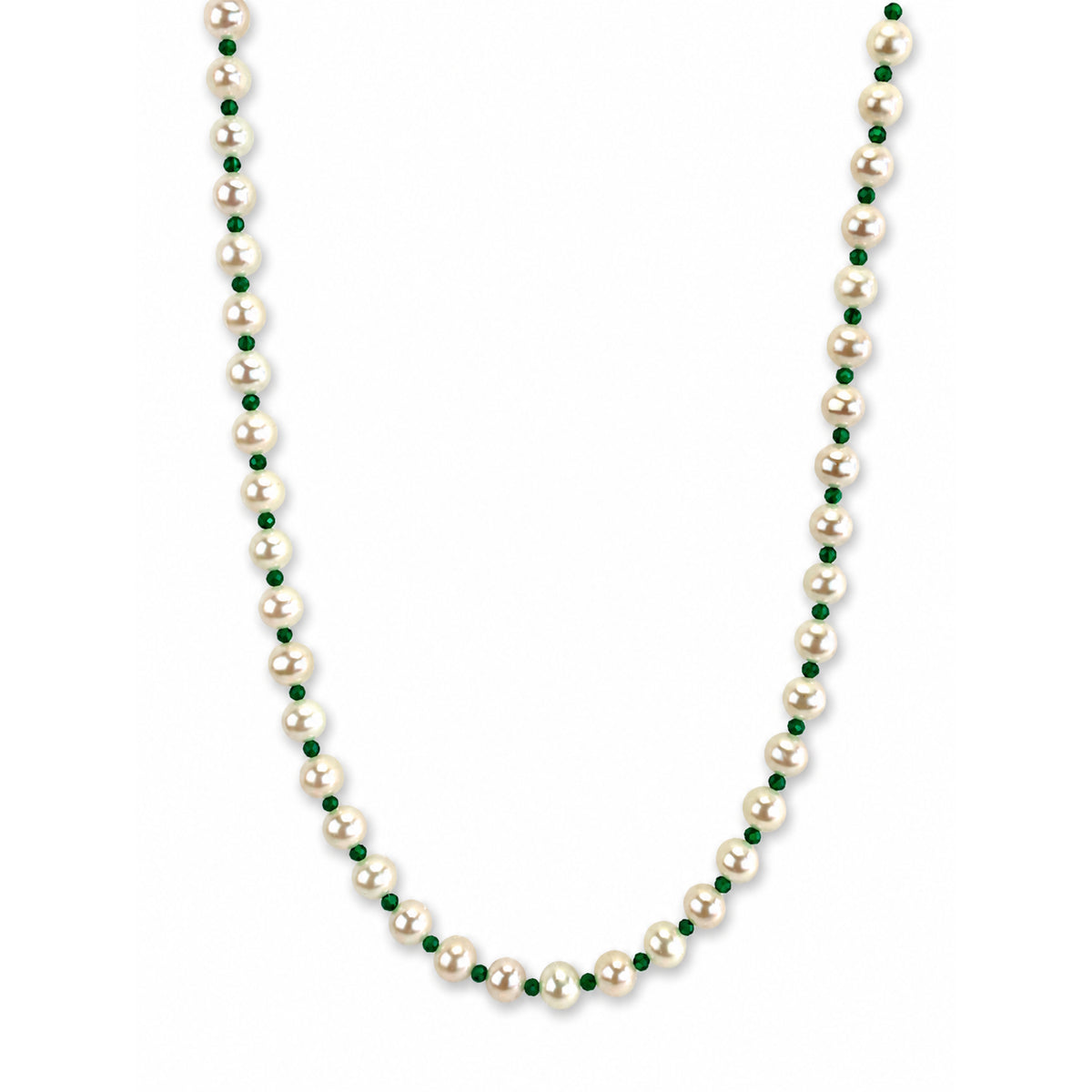14k White Pearl Multi Gemstone 1x1 Necklace