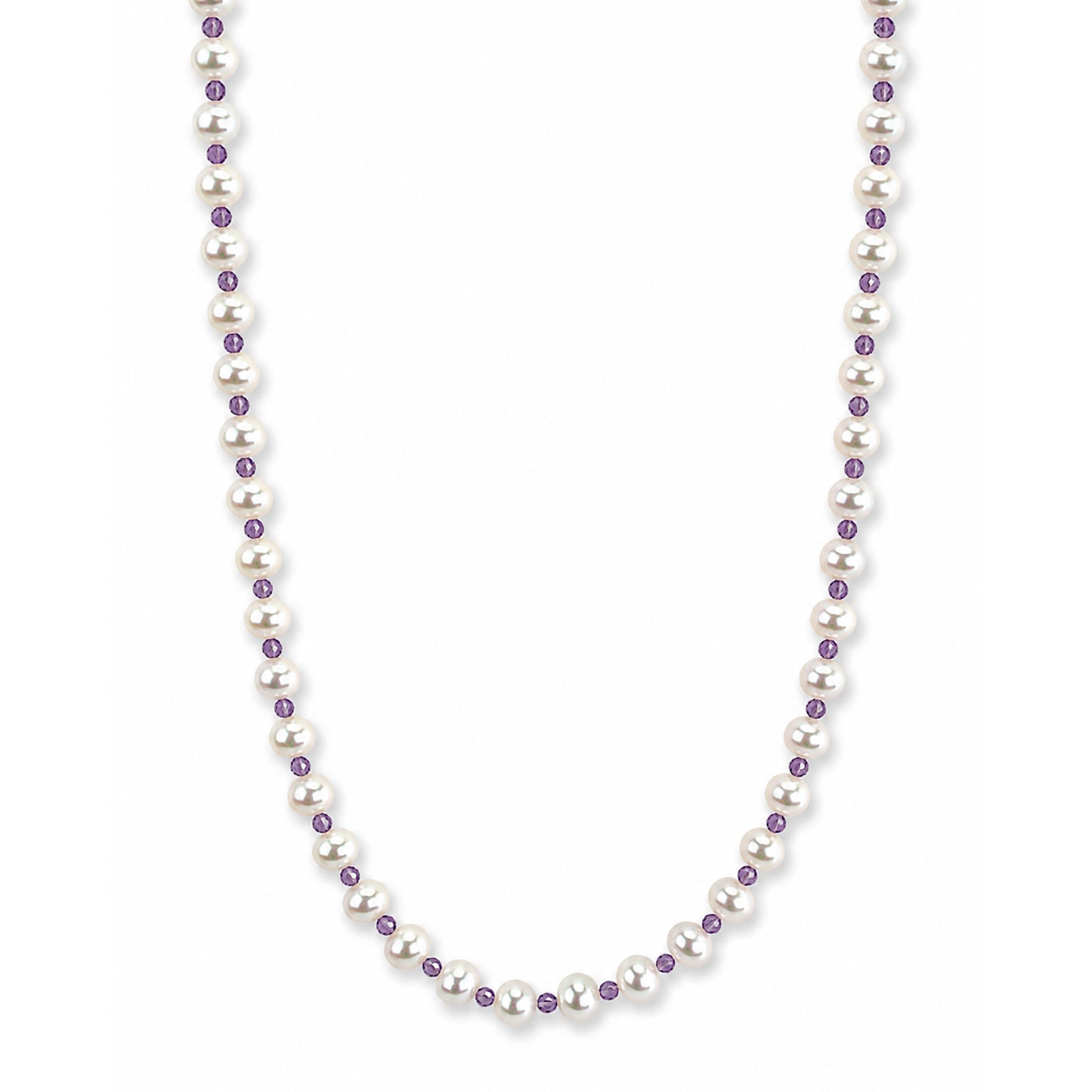 14k White Pearl & Faceted Round Bead 1X1 Necklace