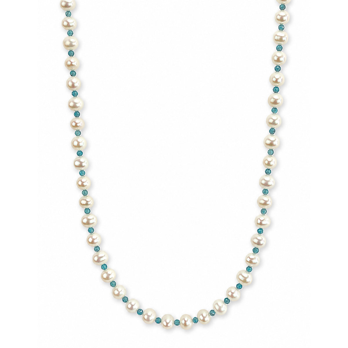 14k Freshwater Pearl & Faceted Round Bead 1X1 Necklace