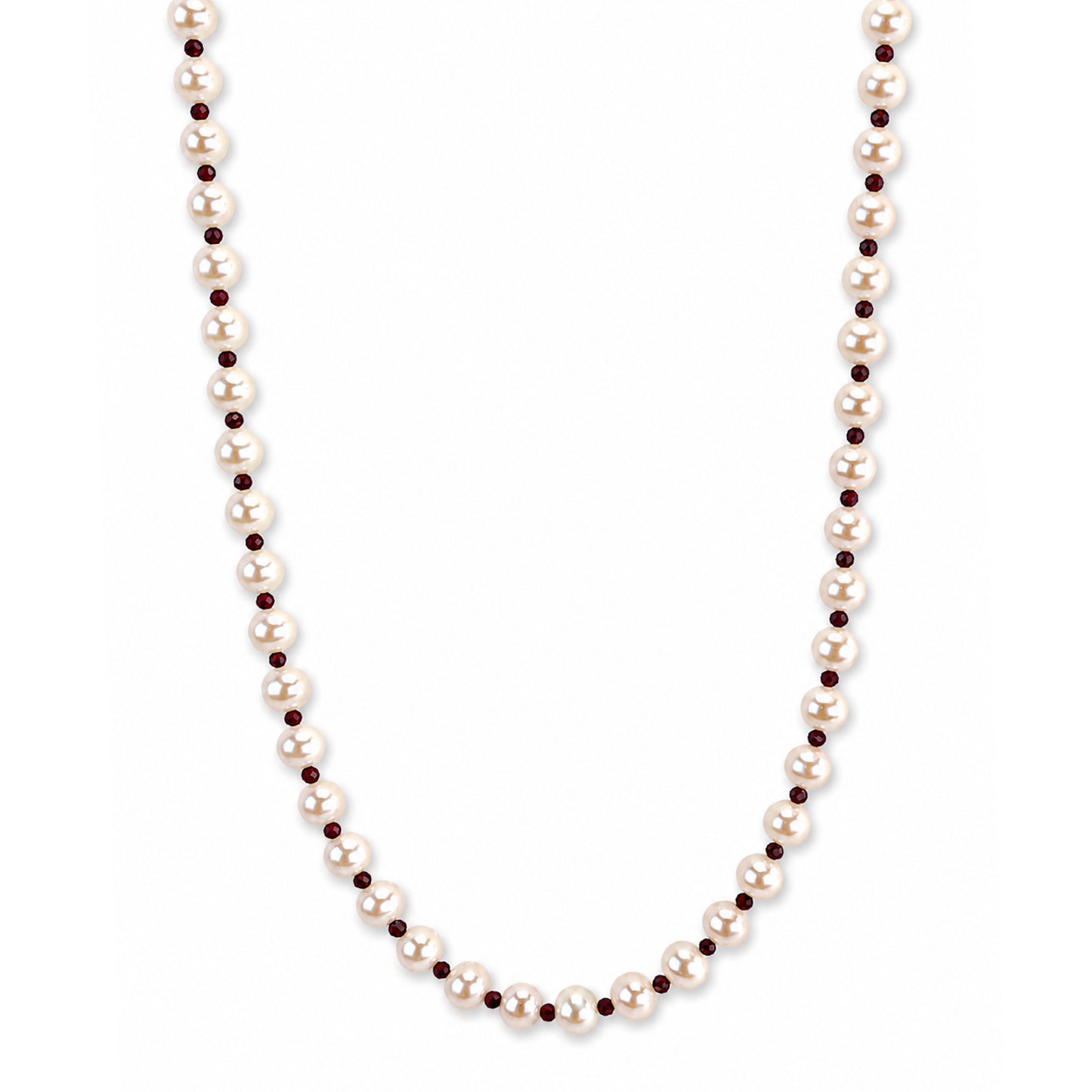 14k White Pearl & Faceted Round Bead 1X1 Necklace