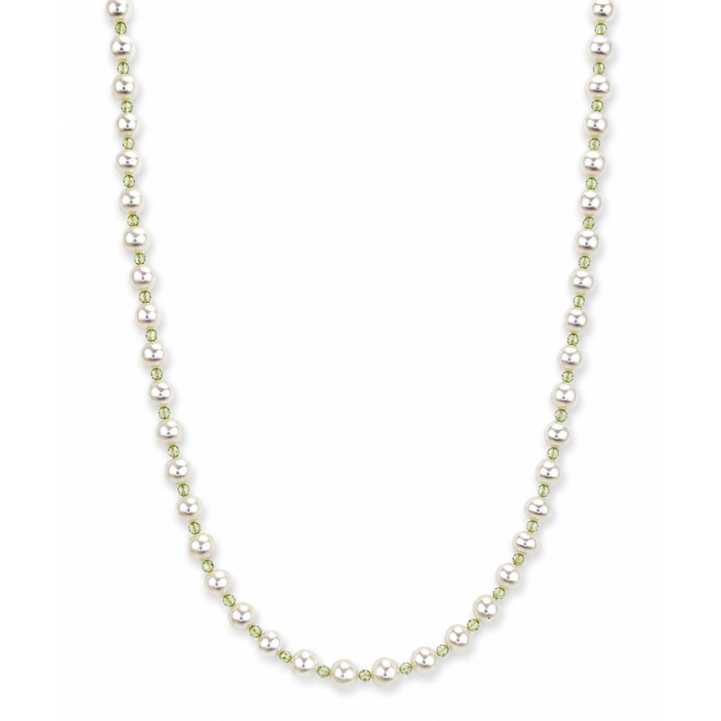 14k White Pearl & Faceted Round Bead 1X1 Necklace