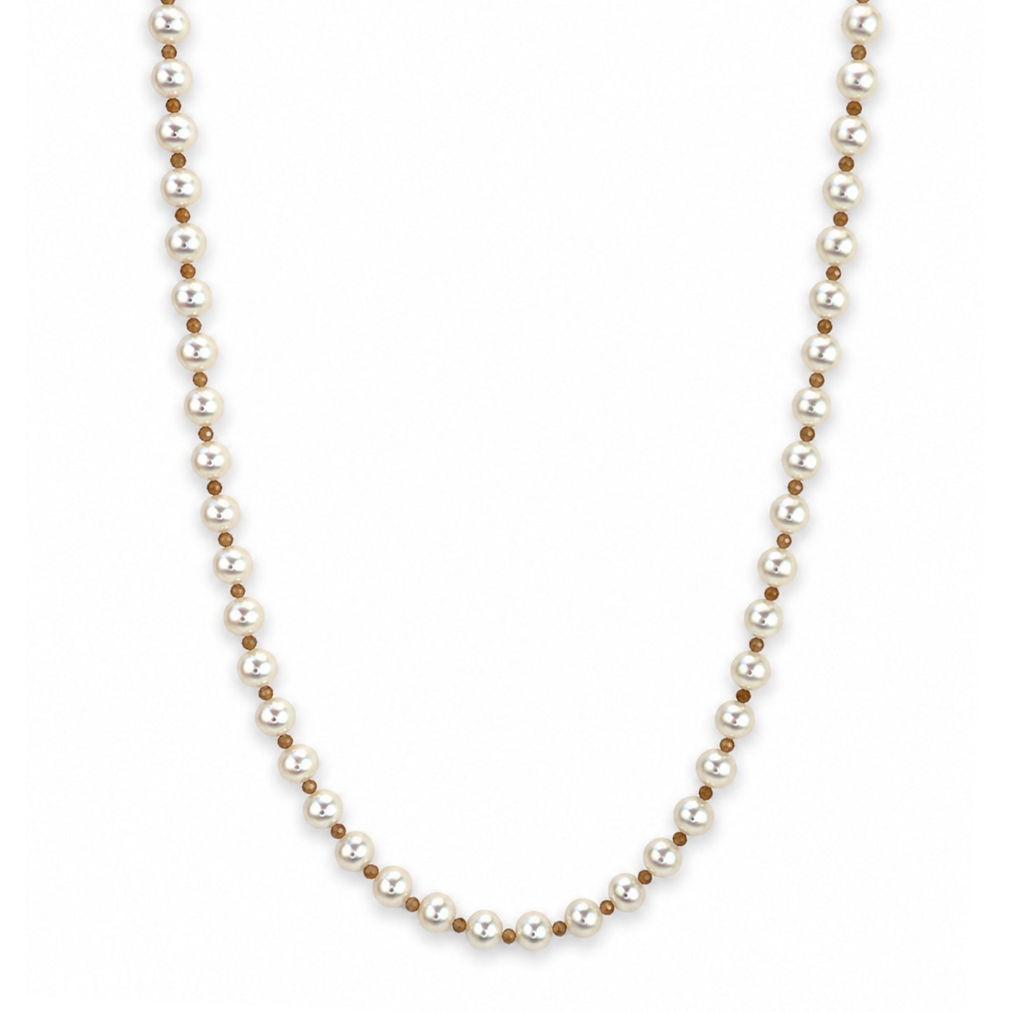 14k White Pearl & Faceted Round Bead 1X1 Necklace