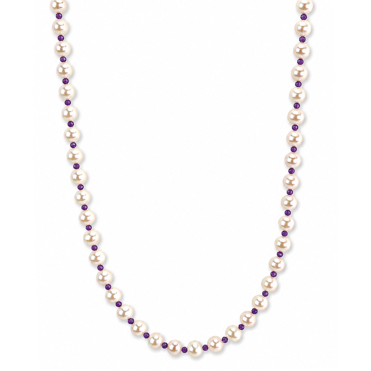 14k White Pearl & Faceted Round Bead 1X1 Necklace