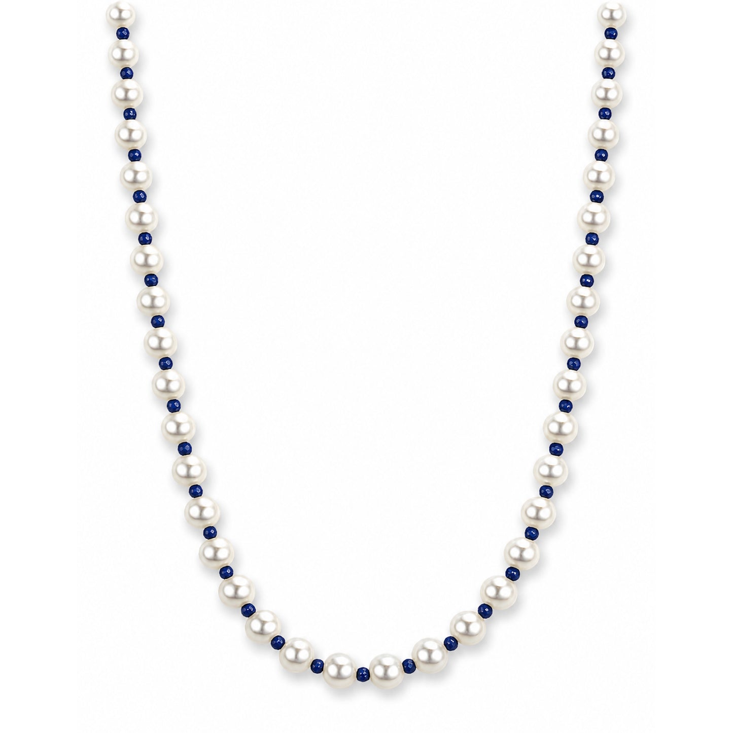 14k White Pearl & Faceted Round Bead 1X1 Necklace