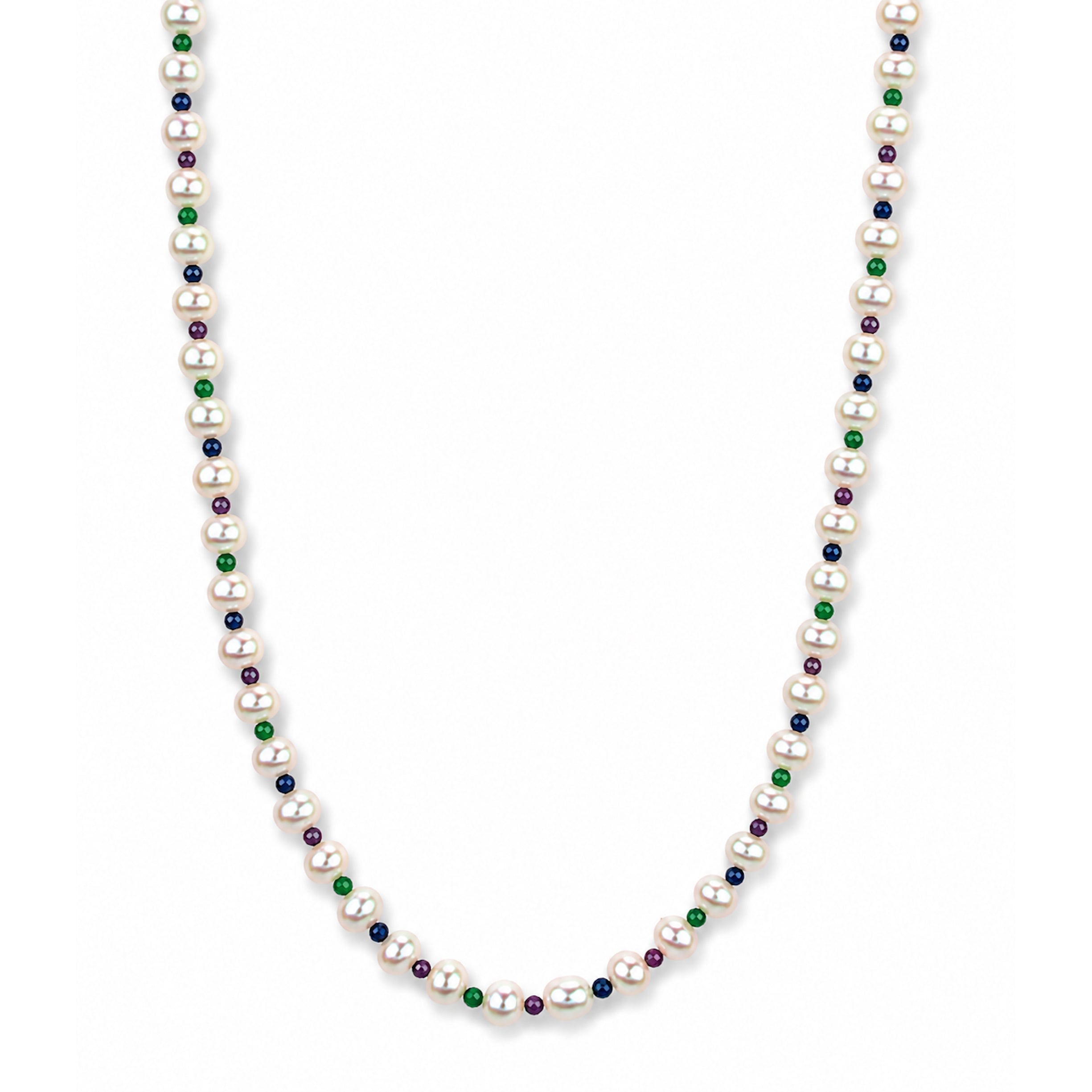 14k Freshwater Pearl & Faceted Round Bead 1X1 Necklace