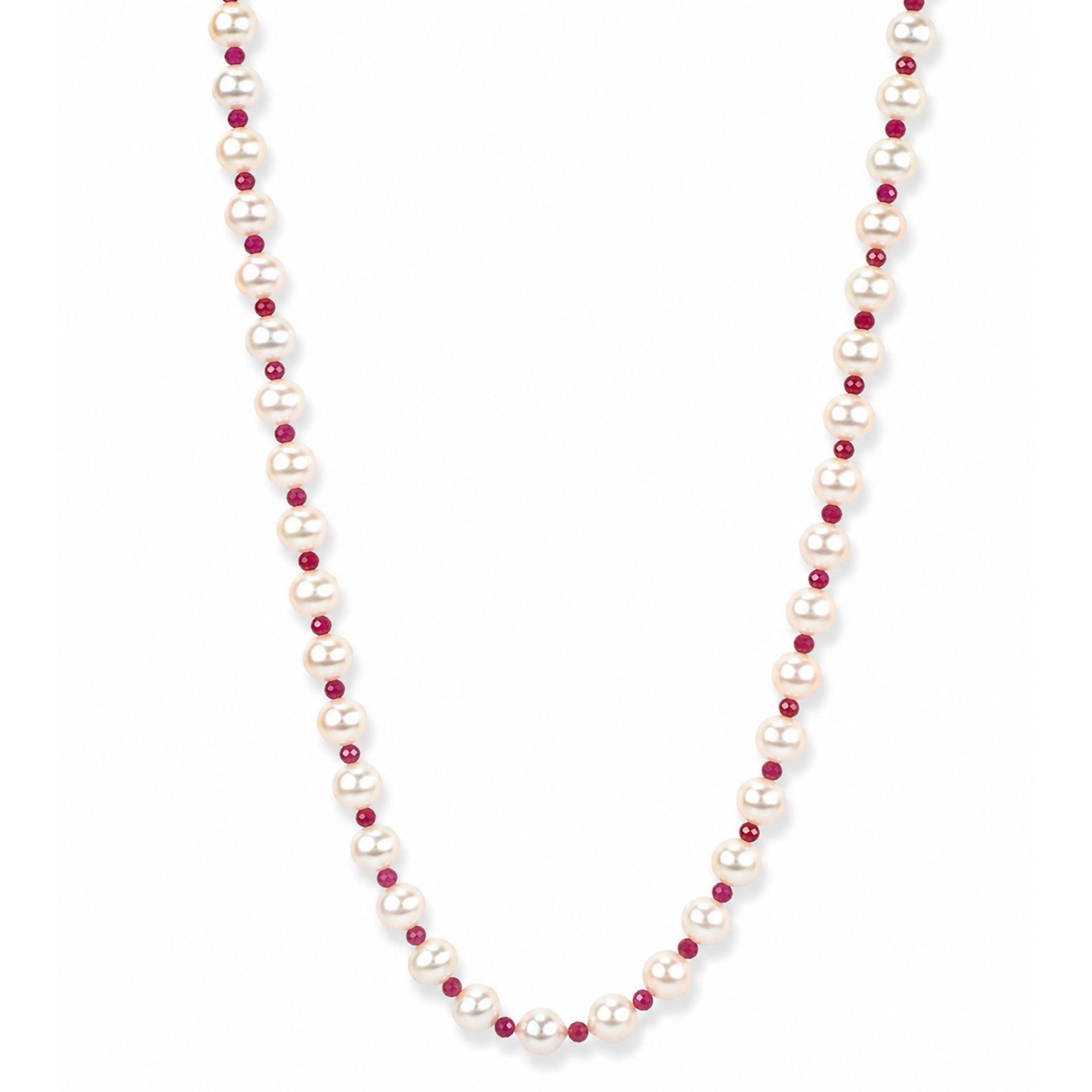 14k Freshwater Pearl & Faceted Round Bead 1X1 Necklace
