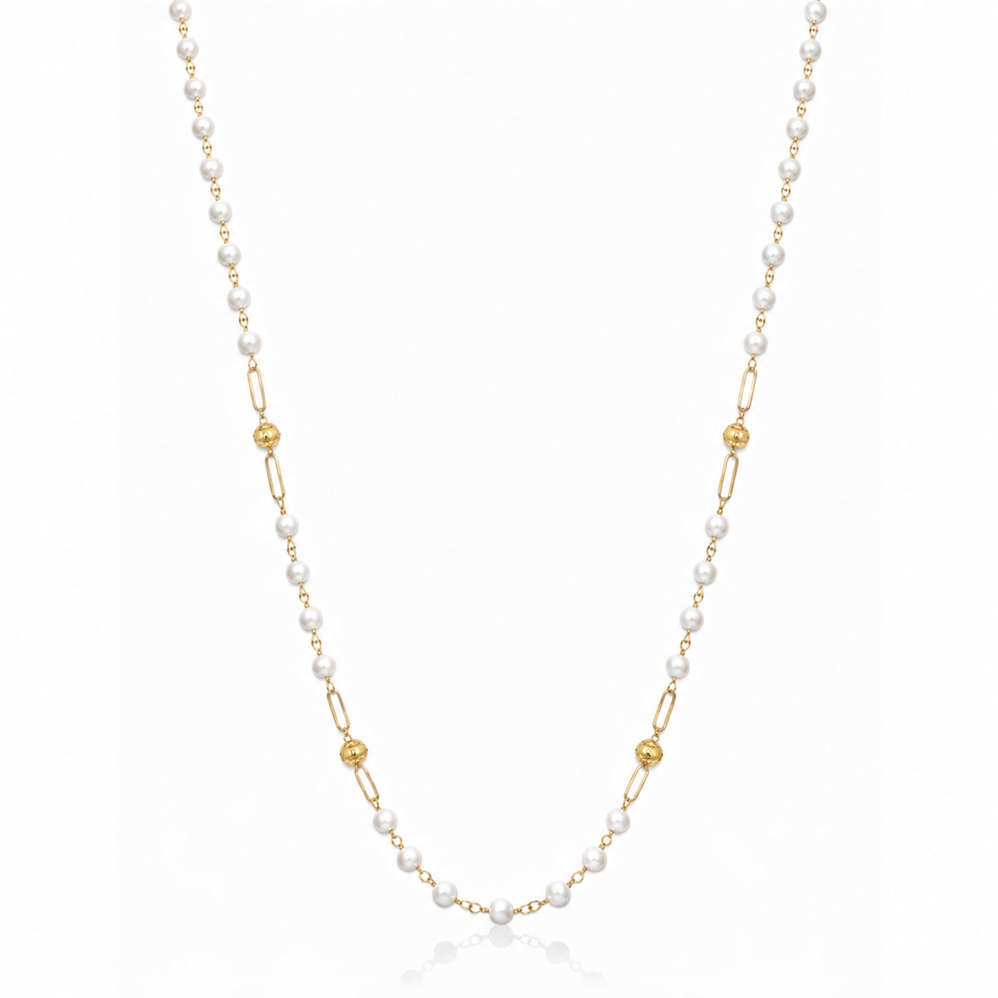 14k Gemstones 4 Gold Station Link Necklace