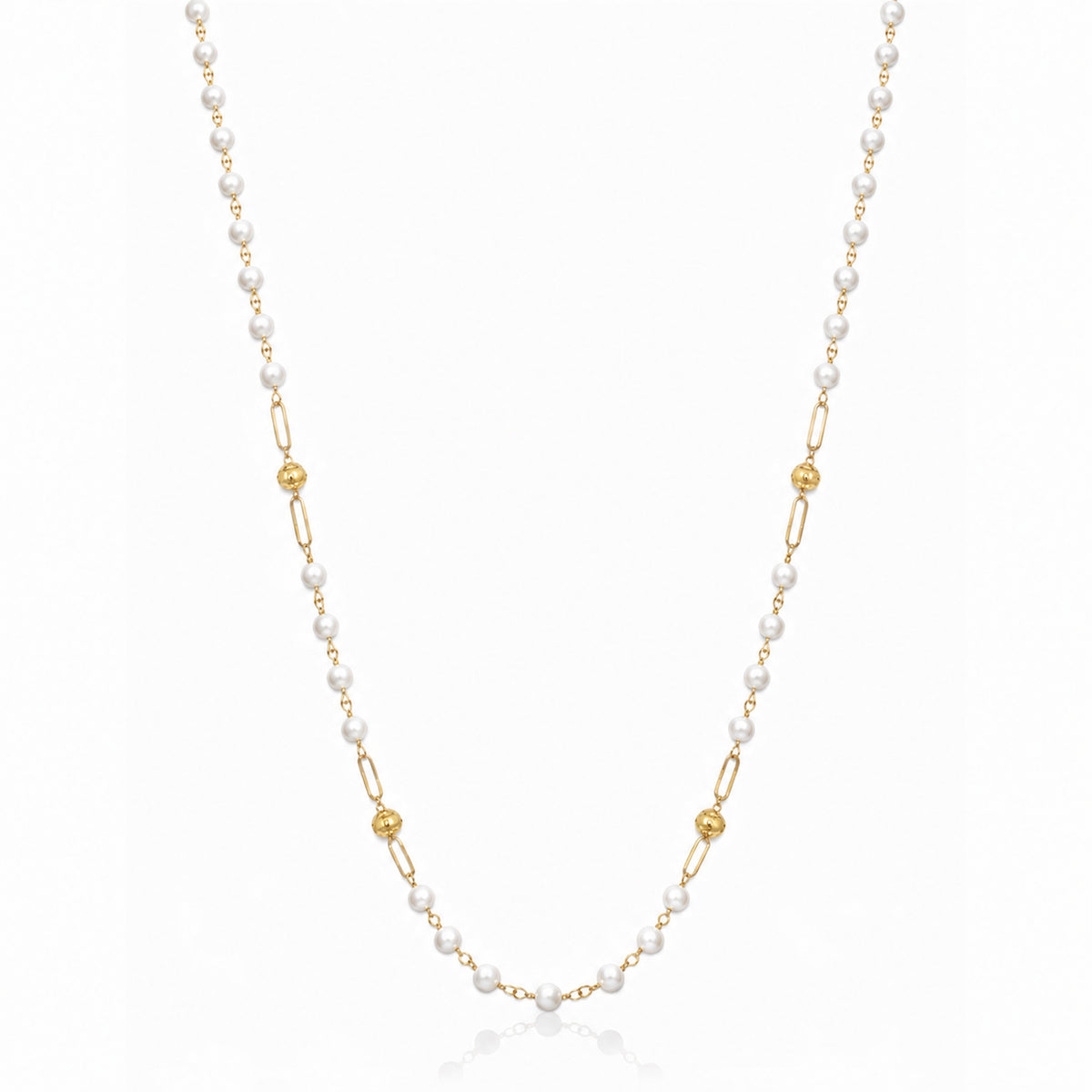 14k Gemstones 4 Gold Station Link Necklace