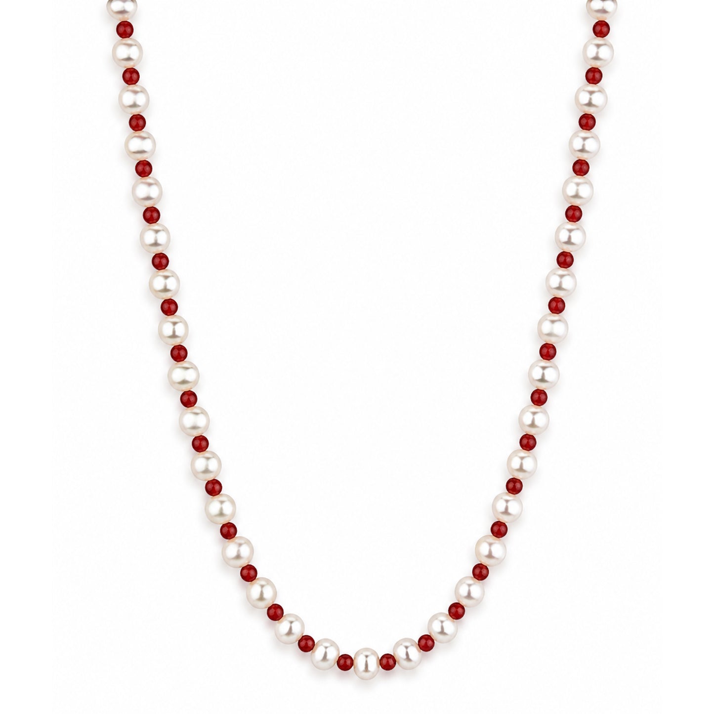 14k Freshwater Pearl & Faceted Round Bead 1X1 Necklace