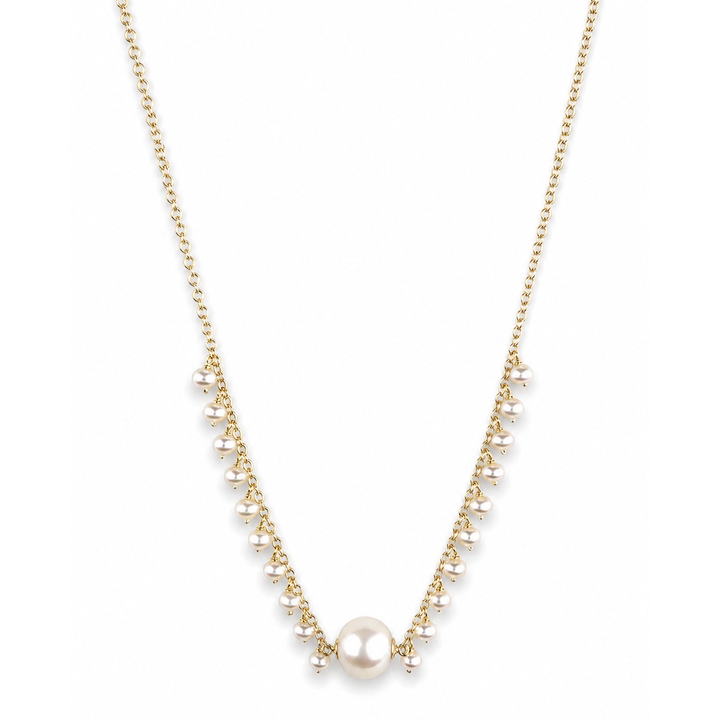 14k White Pearl Cluster Necklace