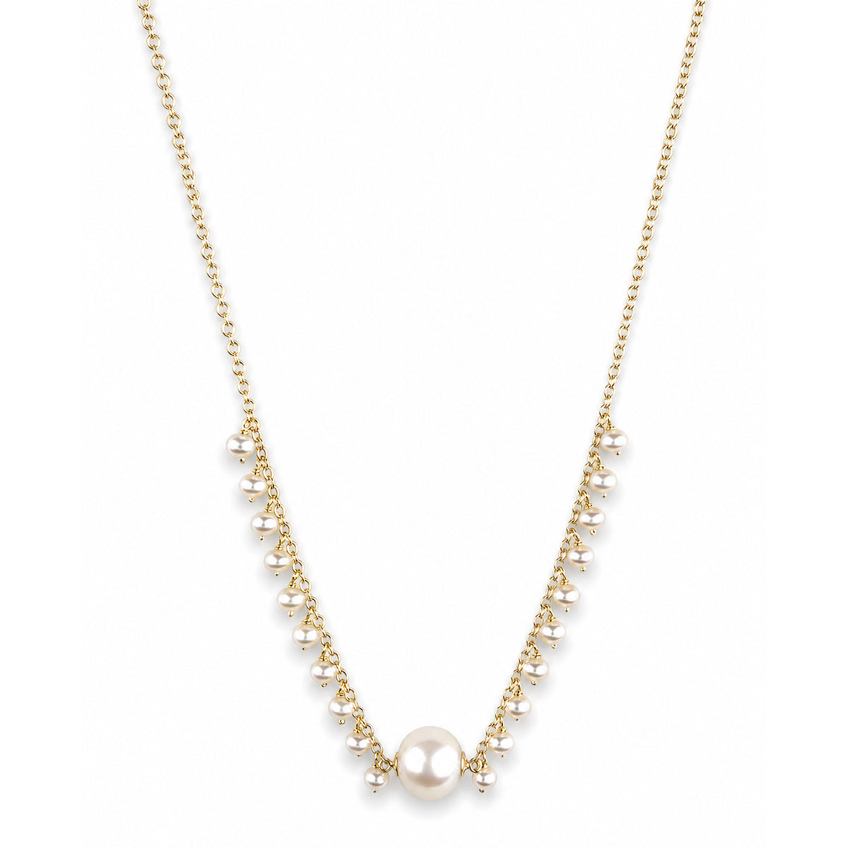 14k White Pearl Cluster Necklace