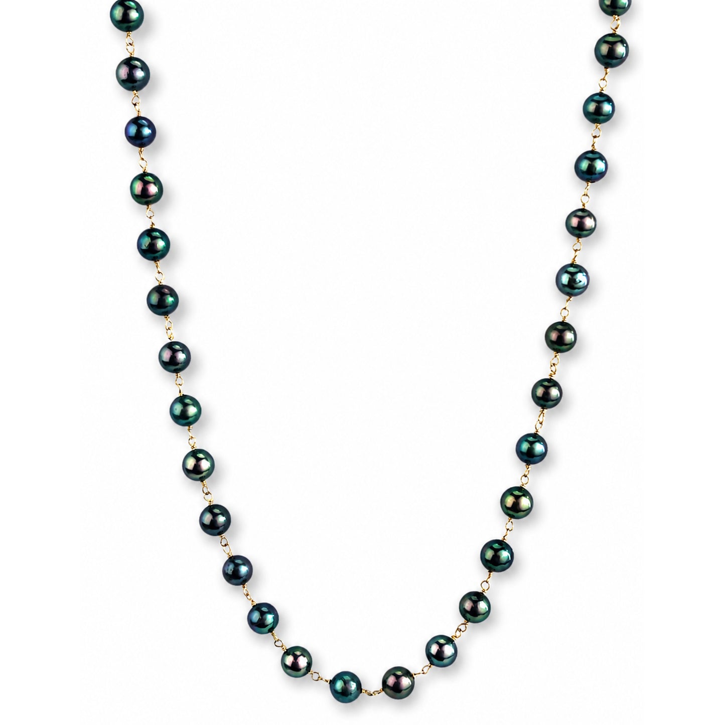 14k Peacock Pearl Link Necklace