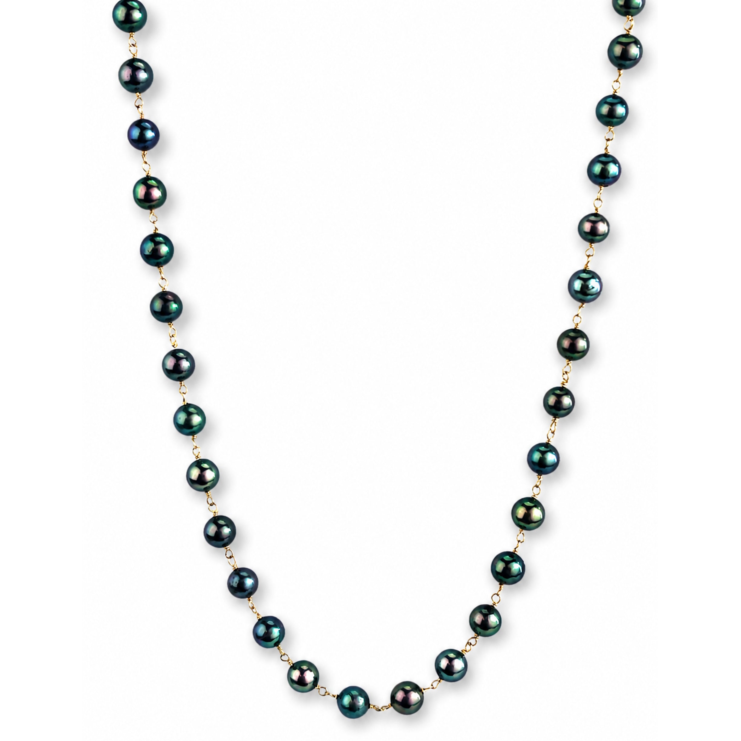14k Peacock Pearl Link Necklace